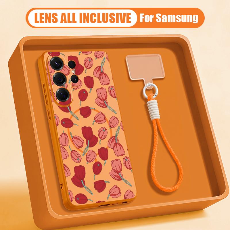INS Чехол с цветочным узором для Samsung S26 Ultra S25 FE S24 S24 Plus A57 A37 A17 A56 A36 A16 A55 A35 A15 A54 5G Гибридный Магнитный Матовый Чехол