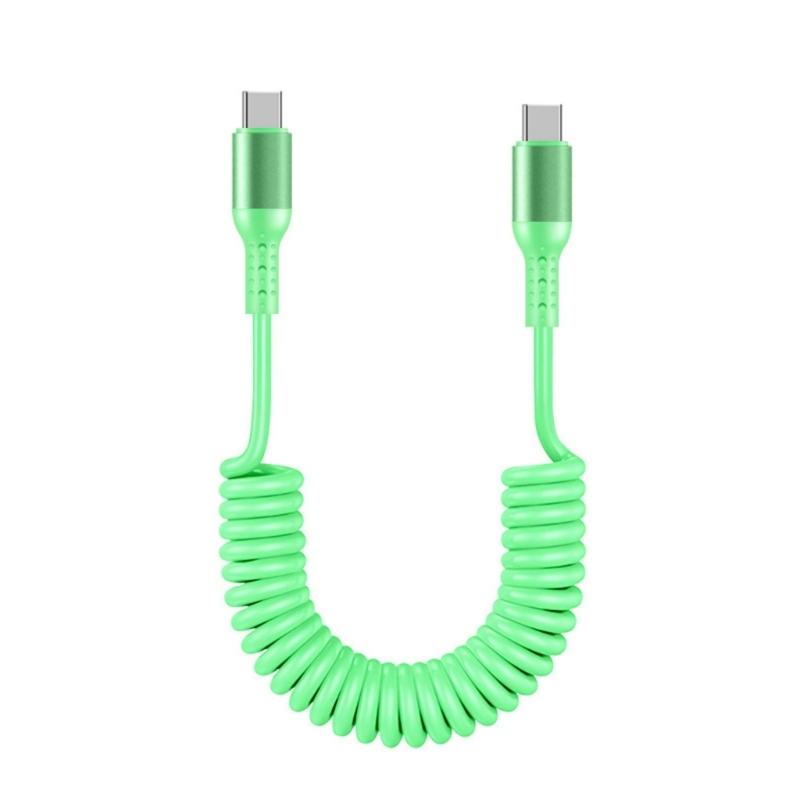 Пружинный скрученный кабель для передачи данных USB Type C Телескопический зарядный провод Регулируемая длина до 1,5 м Поддержка зарядки 6A