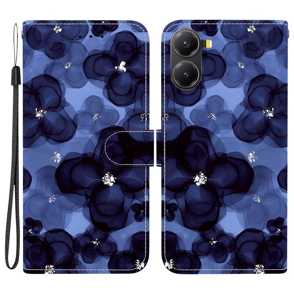 Для Xiaomi Redmi Turbo 4 5G/Poco X7 Pro 5G Чехол-кошелек с принтом из кожи, подставка, чехол для телефона со шнурком