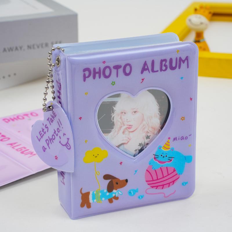 Kpop Idol Collection Storage, 3-Inch Mini Photocard Holder with 36 Pockets, Cute Puppy Love Album