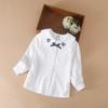 Рубашки, блузки для девочек, осенняя детская одежда 2024 года, детская одежда с вышивкой, отложным воротником и длинными рукавами для школьниц 5-12 лет