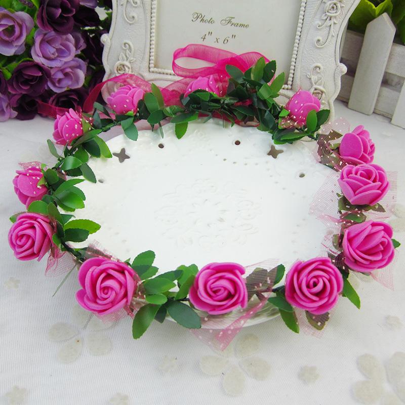 Розы Цветы Корона Головная Повязка Венок Девушки Головная Повязка Цветы Для Вечеринки Свадьбы Свадебный Декор Повязка На Голову Головной Убор Выпускной Головной Убор