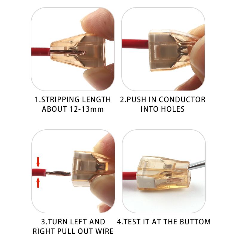 Boxed Quick Wire Connectors  2/4/6/8 Pin Boxed Push In Cable Plug-in Wiring Cable Conductor  Terminal Block  AWG 16-12