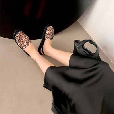 Нишевые оригинальные плетеные сетчатые сумки для рыбалки, сандалии с открытым носком, женская полая дышащая обувь на плоской подошве