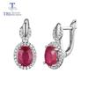 Classic Design Africa Ruby Clasp Earring Natural Precious Gemstone 925 Sterling Silver Jewelry for Women Lady Nice Gift