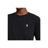 Polo Ralph Lauren Однотонная Свободная Повседневная Футболка с Круглым Вырезом и Длинным Рукавом Женские топы Черный 211898699-003