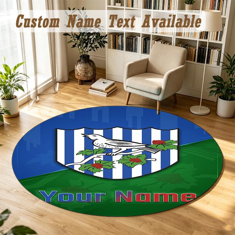 Round Rug Custom NameWest Bromwich Albion FC Pattern Non Slip Carpet Home Floor Decor