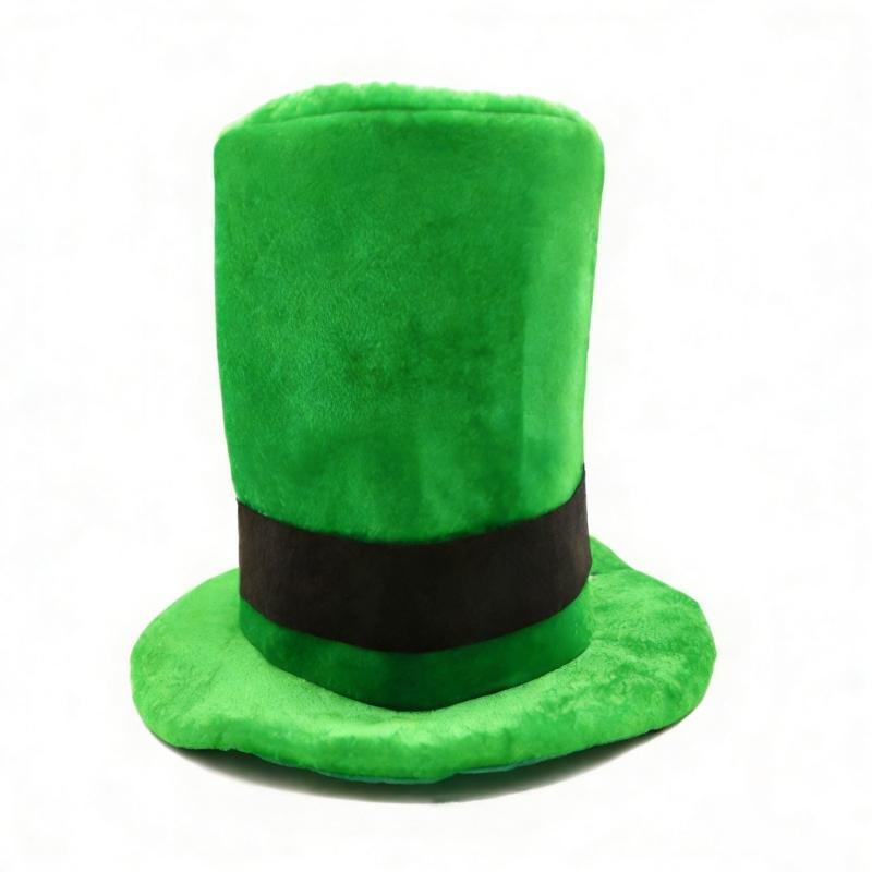 Green Irish Festival Hat with 6 Artificial Moustaches Beards Patricks Day Cosplay Hat for Men Women Festival Celebration