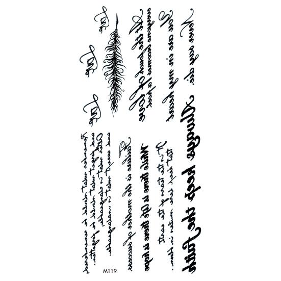 Waterproof Black Letters Body Art Tattoos English Word Decorative Sticker for Body