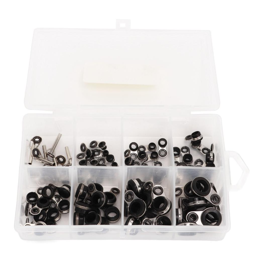 80pcs Fishing Guide Ring Set Stainless Steel Ceramic 8 Different Sizes Guide Rings for All Fishing Rod