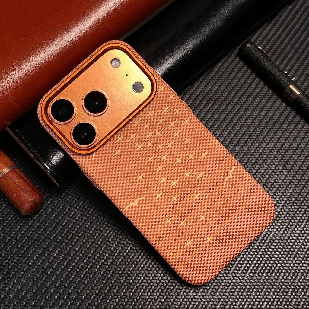 Магнитный чехол Kevlar для iPhone 17 Pro Max - Свет и Тень, Ощущение кожи, Защита от падений