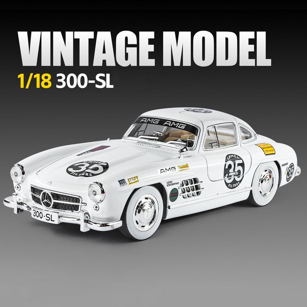 EFVAK1 NEW 1:18 Benzs 300SL Alloy Car Model Sound and Light Pull Back Children's Toy Collectibles Birthday Gift