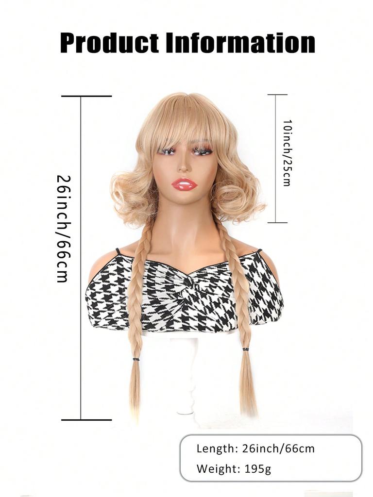 Синтетический парик с длинными волнистыми локонами и челкой, подходит для девочек, играющих в ролевые игры, и для использования в праздники.