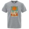 Tarot Card Art The Sun Creativity Print T-Shirt Man Loose Oversize T-Shirt Tops Fashion Casual Cotton Tee Clothes