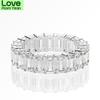Luxury 925 Sterling Silver Created Moissanite Gemstone Wedding Band Engagement White Gold Ring Fine Jewelry