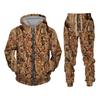 Autumn and Winter Maple Leaves Camouflage 3D Zipper Tracksuits Men Outdoor Fishing Camping Hunting Sets Unisex Streetwear Suits
