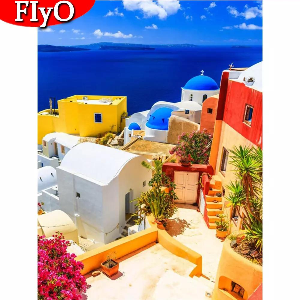5D алмазная живопись Санторини город полная дрель квадратный DIY алмазная вышивка пейзаж Алмазная мозаика ремесленный комплект настенное искусство