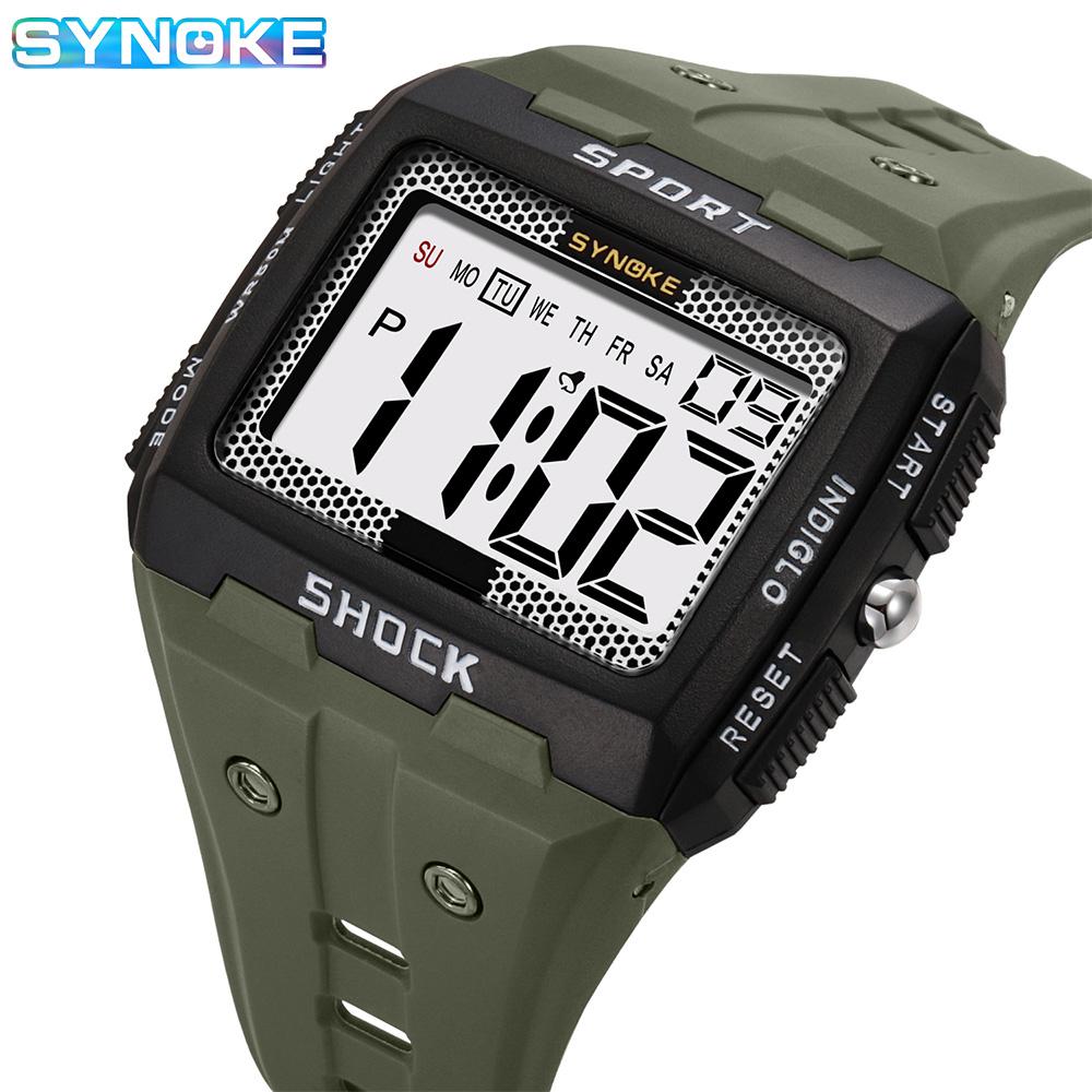 SYNOKE Mens Watch Digital Waterproof 50M Big Screen Numbers Sport Watch Military Army Watches Male Stopwatch Reloj Hombre