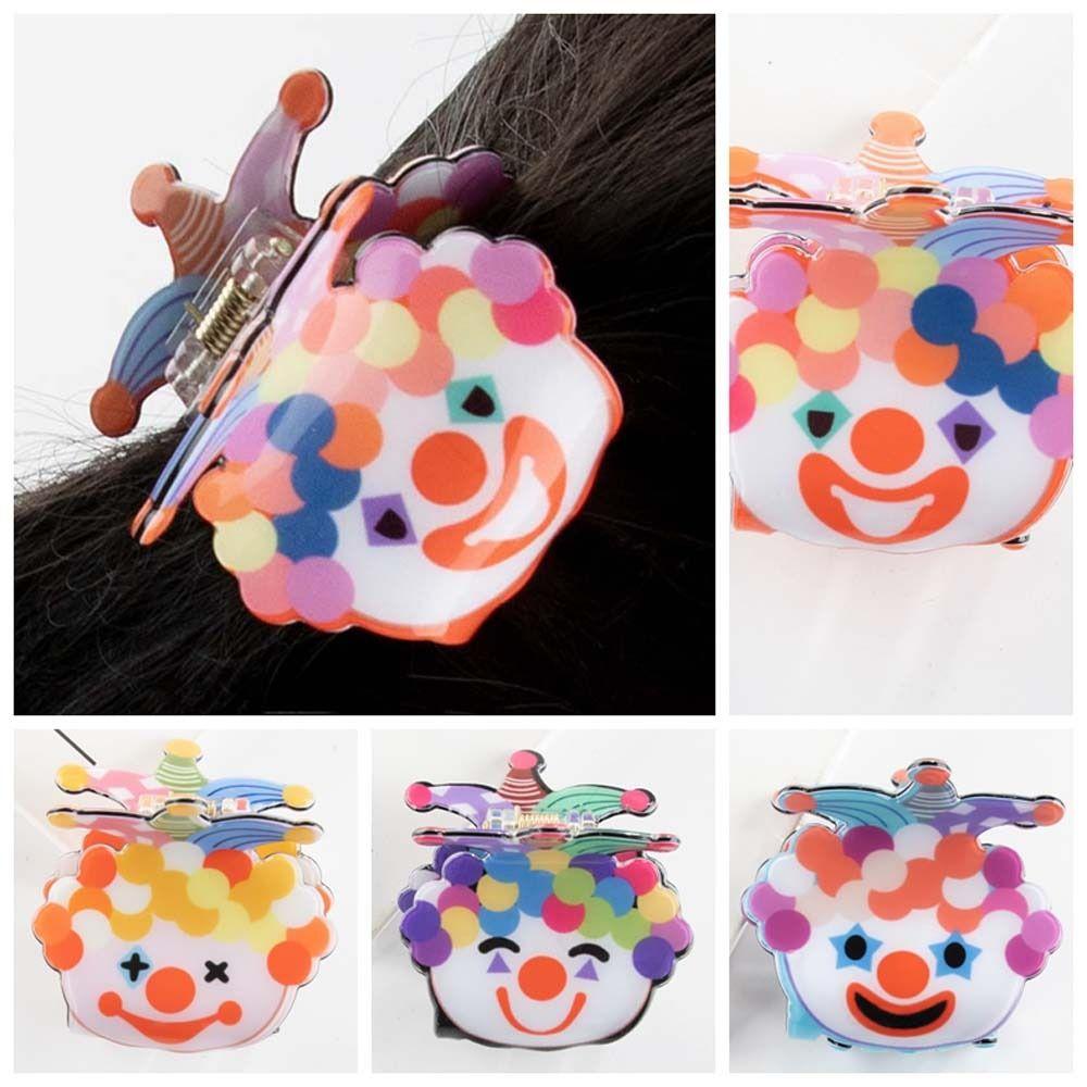 Colorful Clown Hair Claw Joker Cartoon Hair Clips Fashion Ugly Doll Shark Clip Party