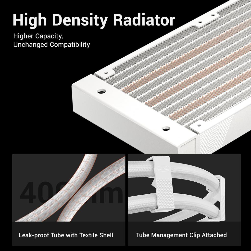 PCCOOLER CPS DS360 AIO Liquid CPU Cooler 360mm Radiator with Digital Monitor 3 Pack F5 R120 Case Fan Compatible with AM4 AM5 Intel LGA White AIO