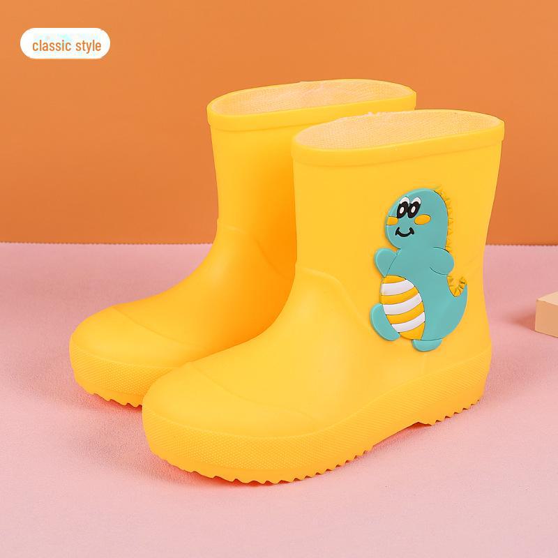 Водонепроницаемые резиновые сапоги с героями мультфильмов для детей - прочная конструкция средней высоты для мальчиков и девочек