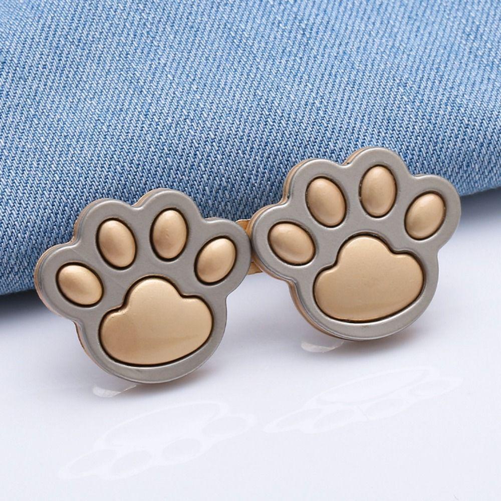 Zinc Zinc Alloy Puppy Paw Pants Button Tightener Waist Buckle Cat‘s Paw Twist Chain Brooches Skirts