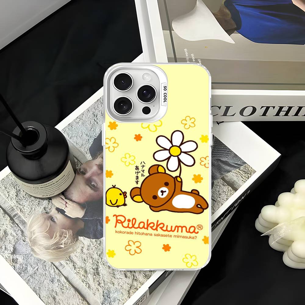 Rilakkuma Relaxed Bear Phone Cover For IPhone 16 15 14 13 12 11 17 Pro Max Plus Color Silver Shell