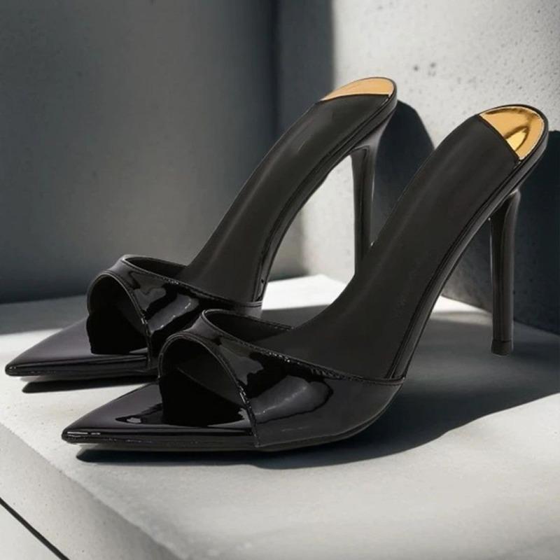 Женские туфли-шлепанцы на высоком каблуке, роскошные дизайнерские шлепанцы, сексуальные остроносые сандалии на тонком высоком каблуке, элегантные женские мюли-шлепанцы