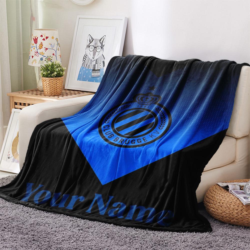 1PC Club Brugge Kv Crest Custom Name Patterned Flannel Blanket Suitable For All Seasons For Home Decor Warmth And Comfort Gifts Holiday Present