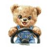 Smiling Teddy Bear Behind The Steering Wheel Smiling Teddy Bear Behind The Steering Wheel, 50X70 Cm, Black Aluminum Frame, 230 Gsm Matte Paper