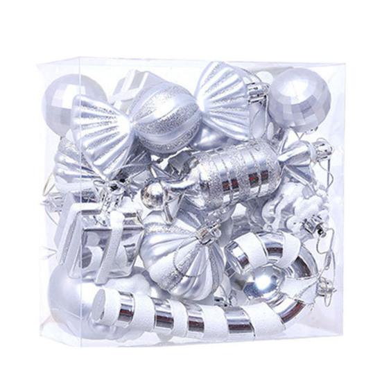 16 шт. Рождественские шары, украшения для елки, пластиковые трости, леденцы, колокольчики, подвесные украшения, праздничные принадлежности для вечеринок