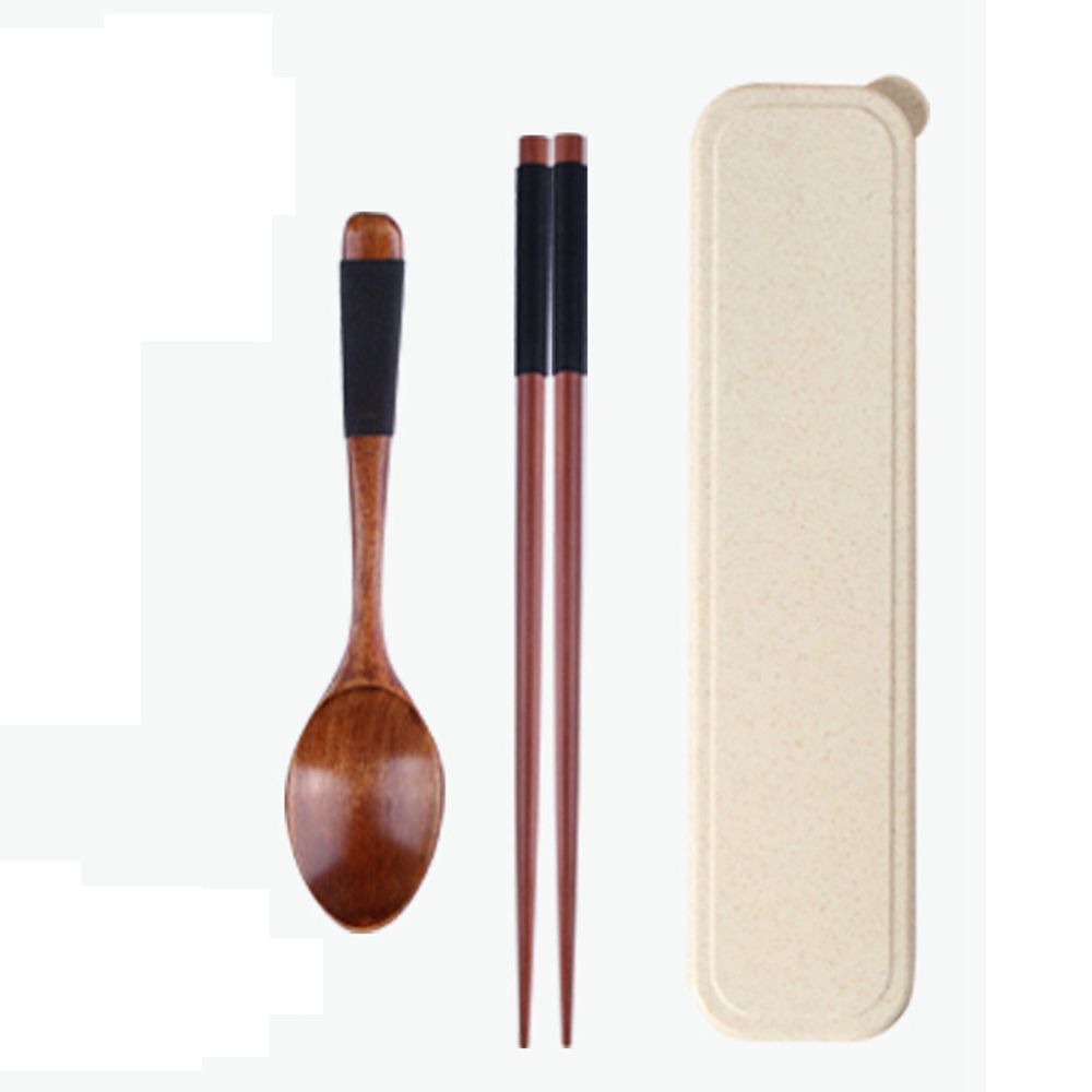 Экологичный С Коробкой Деревянный Портативный Многоразовый Дорожный Набор Ложка Посуда Палочки для еды Столовые приборы