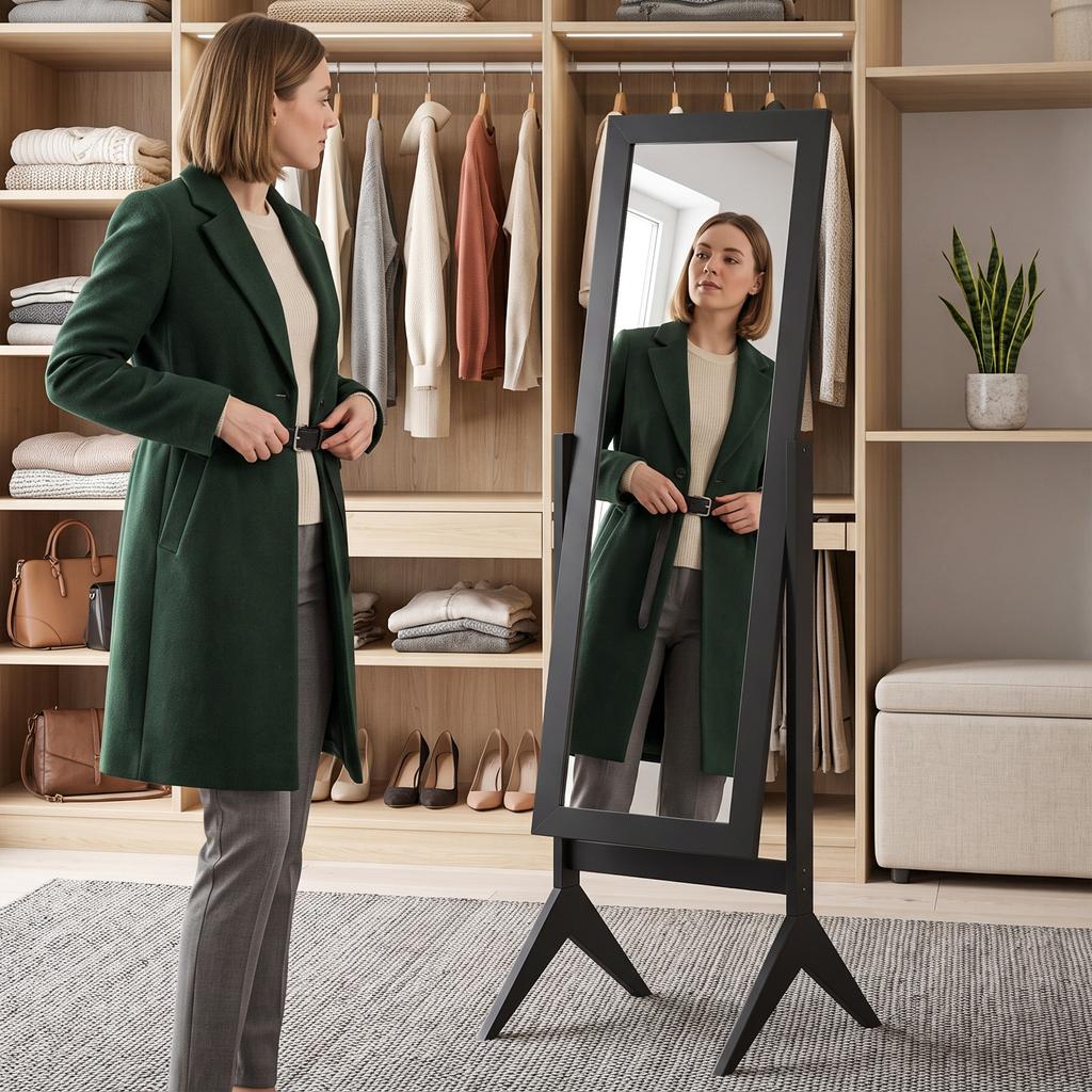 Freestanding Adjustable Angle Dressing Mirror, Full Length Mirror for Bedroom, Living Room, 148 x 47 cm, Black