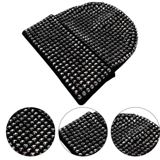 Унисекс зимняя шапка со складчатыми полями, однотонная эластичная шапка со стразами, сохраняющая тепло, для взрослых, для холодной погоды, для улицы и повседневной жизни