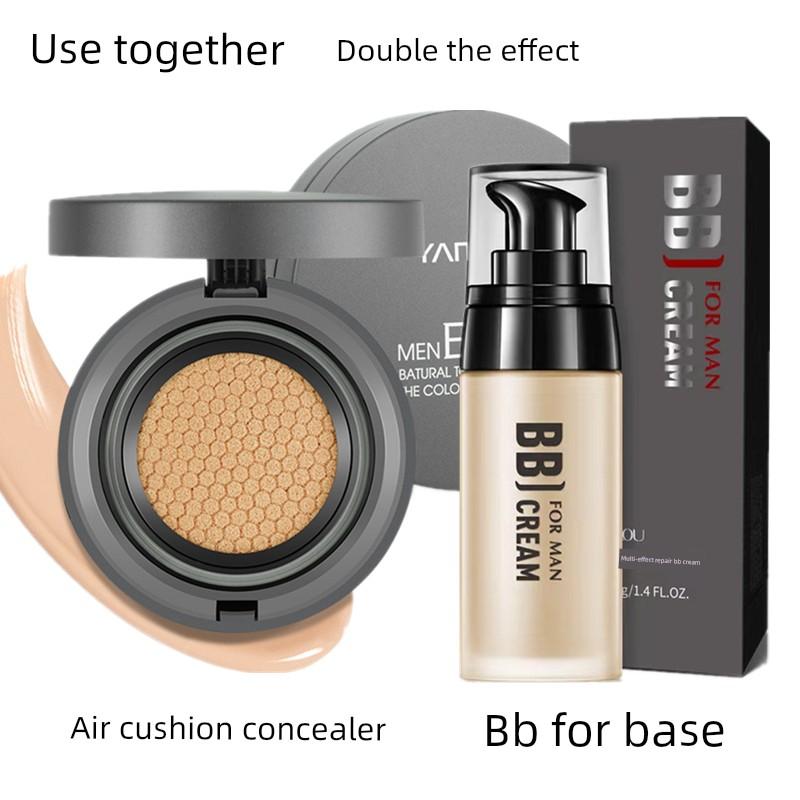 Men's Air Cushion Cc Cream Conceals Acne Marks, Long-Lasting, Non-Removable, Moisturizing, Oil-Controlling Bb Cream, Waterproof and Long-Lasting