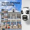 Lens PTZ IP Outdoor 6K HD Three Screen WiFi Security Auto Tracking 4K Dual Len Wirelss CCTV Camera iCsee