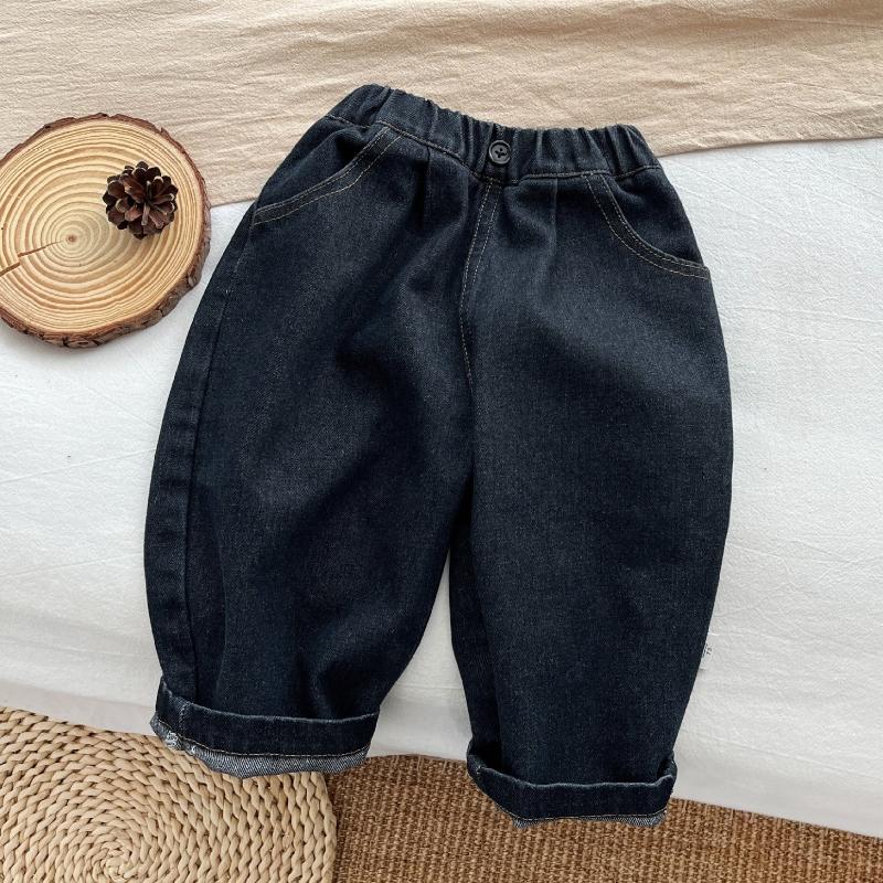 Новая Мальчиковая Уличная Одежда Ретро Джинсы Осень Малышка Мальчики Эластичная Талия Свободные Джинсовые Брюки Детские Джинсовые Брюки