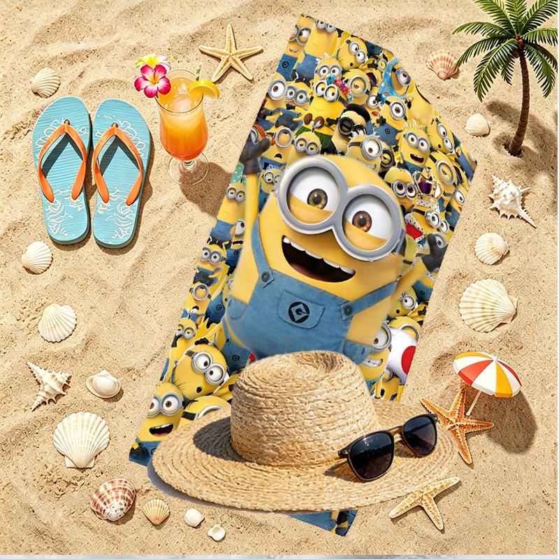 Minions Print Beach Towel, Versatile Lightweight Absorbent Beach Towel for Pool Surf Yoga Bathroom, Perfect Birthday Holiday Gift