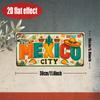 D FlatVintage Metal Plate  License Plate Mexico City Party Theme Sign Cultural Wall Decor for Home Colorful Room Accent