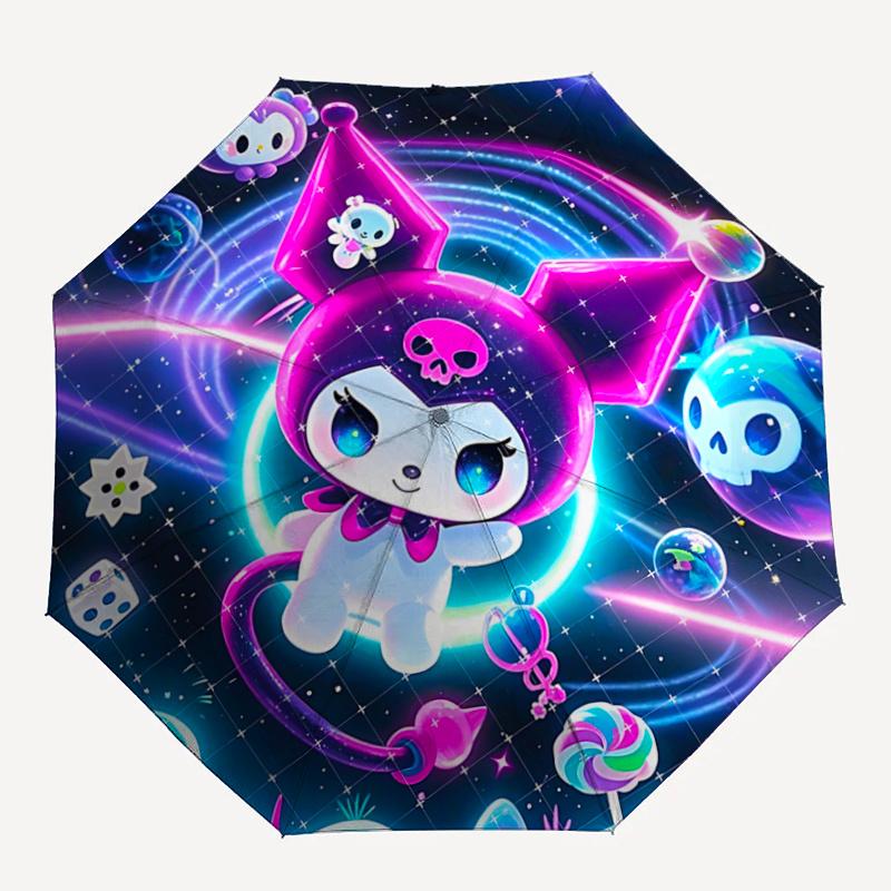 1pc Cute Cartoon Character Automatic Folding Umbrella with Skull Design - Portable 3-Fold Outdoor for Fans, Travelers, Everyday Use, Festive Gift.H098