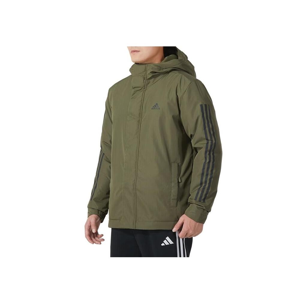Adidas Warm Casual Outdoor Sports Hooded Jacket Men Outerwear Army-Green IP2535