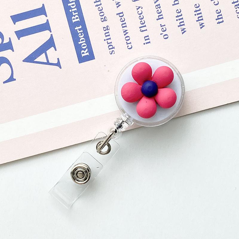 Женский милый цветок выдвижной значок катушка для удостоверения личности шнурок для имени белый воротник держатель для бейджа катушки брелок держатель для карт аксессуары