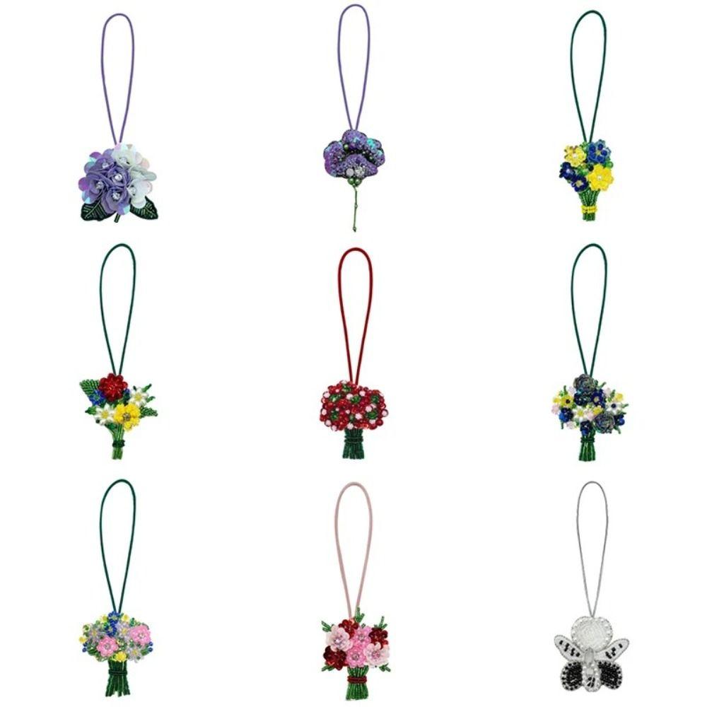 DIY Bouquet Pendant Potted Green Plants Bag Chain Charms Bag Accessories Car Accessory
