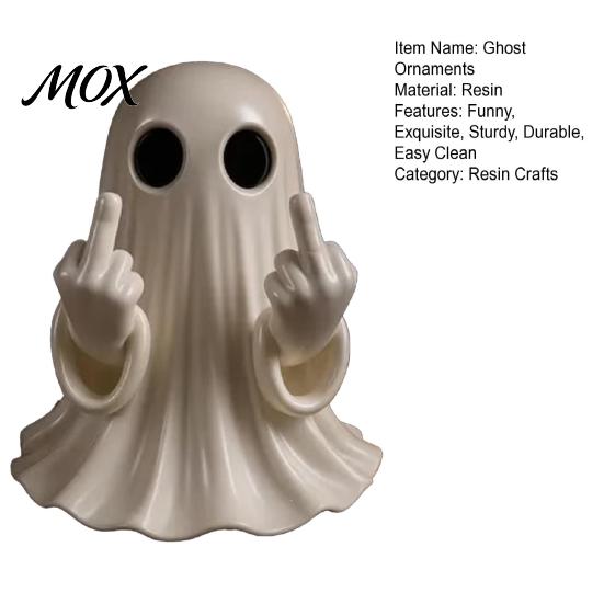 Unique Halloween Decorations Ghost Figurine, Funny Spooky Middle Finger Statue, Table Decorations, Cartoon Quirky Figurine Cute Resin Holiday Desktop