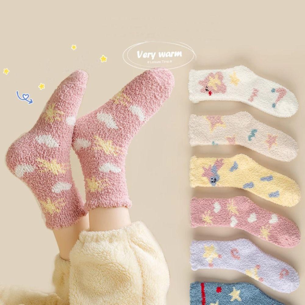 Warm Cotton Socks Winter Floor Socks Sleep Socks Coral Velvet Socks Women