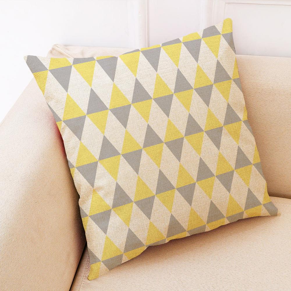 Geometric Gray Cushion Pillowcase Geometry Decorative Yellow Pillow Creative Home Decoration for Sofa Cushions Customized