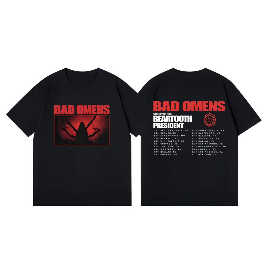 Bad Omens Tour 2026 Merch Tshirts Men Women Clothing Fashion Rock Tshirt Summer Casual Loose Short Sleeve Tshirts Streetwear