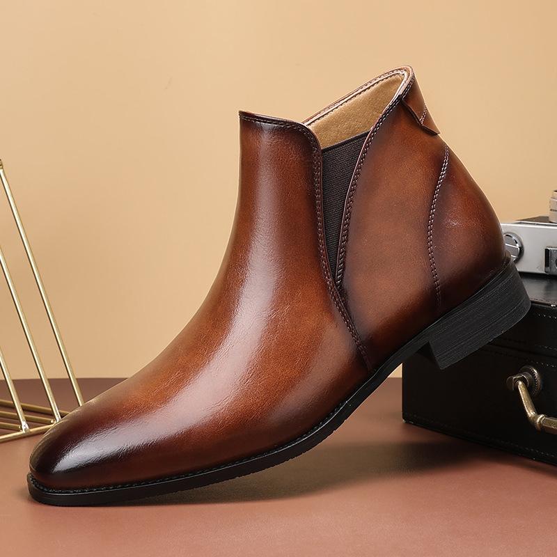 7758-12 Ботинки челси британские повседневные мужские короткие ботинки, внешнеторговые мужские ботинки большого размера