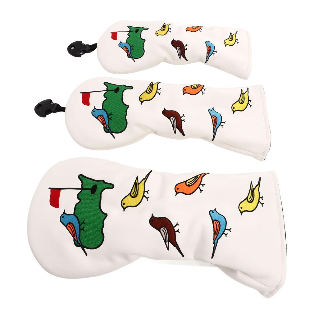 3шт чехол для головки клюшки для гольфа PU водонепроницаемый с рисунком птицы чехол для головки клюшки для гольфа драйвера Fairway Hybrid