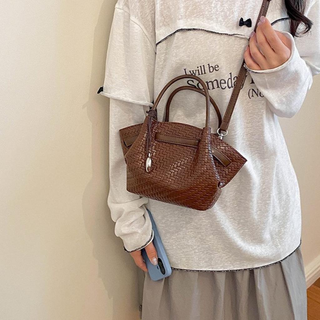 Handbag Women PU Woven Texture Adjustable Strap Daily Commute